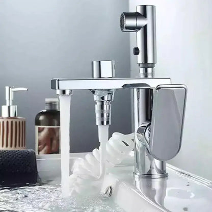 Baterie lavoar multifuncțională cu duș extractabil, finisaj crom lucios, design modern