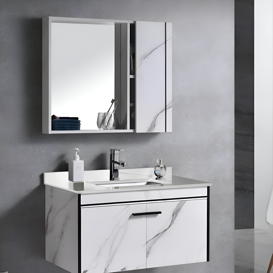 Set Mobilier pentru Baie CORFU, 60x48cm, 2 Piese, Negru si Alb
