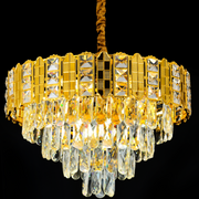 Candelabru Cristal  CATHERINE Eleganza 8xE14, Diametru 49cm, Auriu Lucios, Inaltime Reglabila