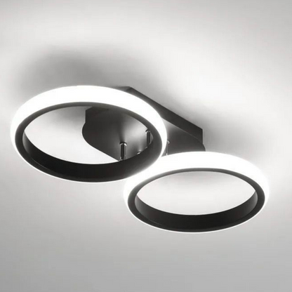 Lustra LED Celio , 16W, 2 Cercuri, Lumina Rece/Calda/Neutra, Negru