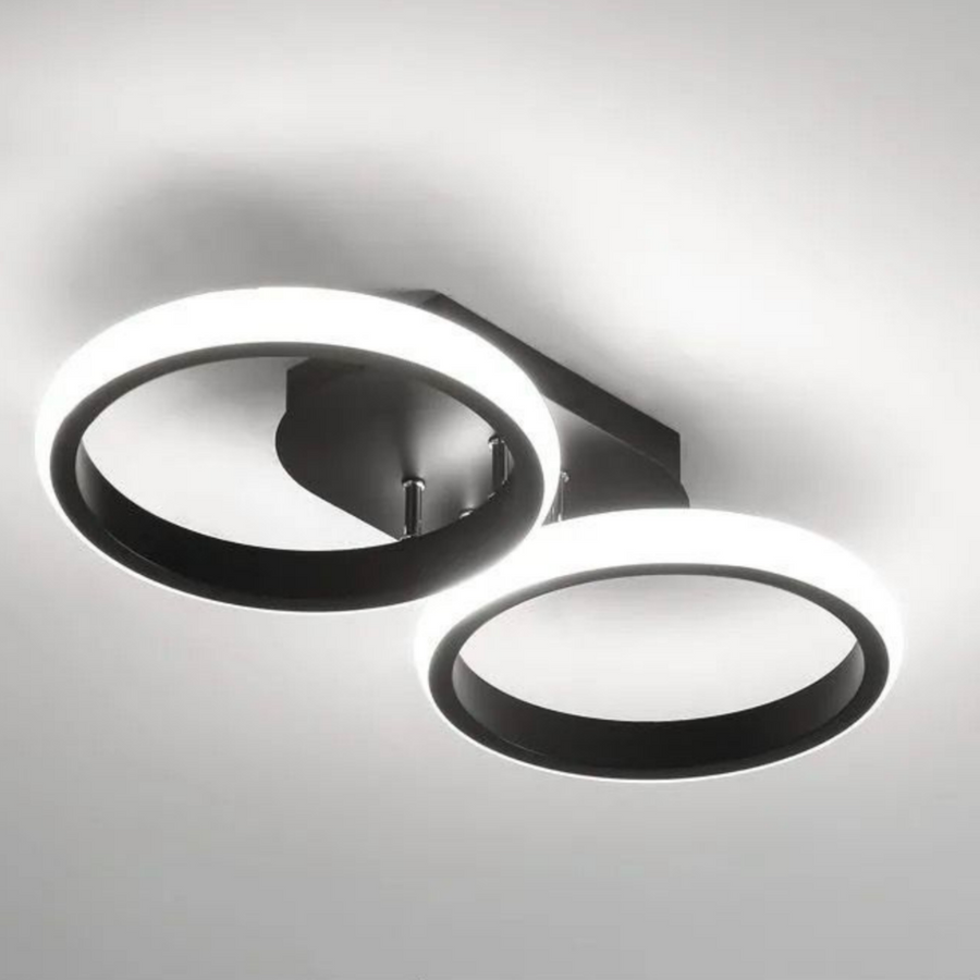 Lustra LED Celio , 16W, 2 Cercuri, Lumina Rece/Calda/Neutra, Negru