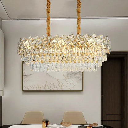 Candelabru Cristal WINDSOR Regalis 10x E14, Auriu Lucios, Inaltime Reglabila