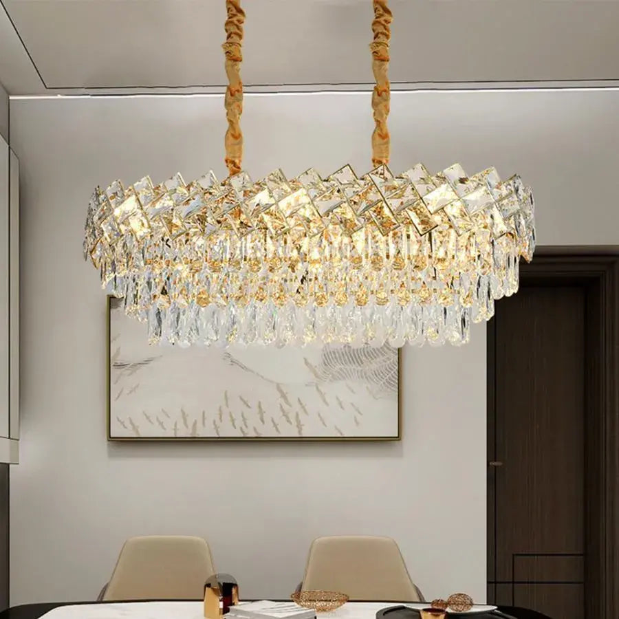 Candelabru Cristal WINDSOR Regalis 10x E14, Auriu Lucios, Inaltime Reglabila