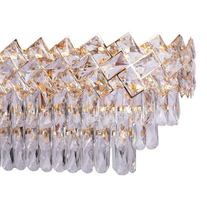 Candelabru Cristal WINDSOR Regalis 10x E14, Auriu Lucios, Inaltime Reglabila