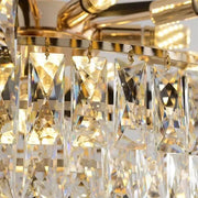 Candelabru Cristal VERSAILLES Petito 3xE14, Diametru 30cm, Auriu Lucios si Negru, Inaltime Reglabila
