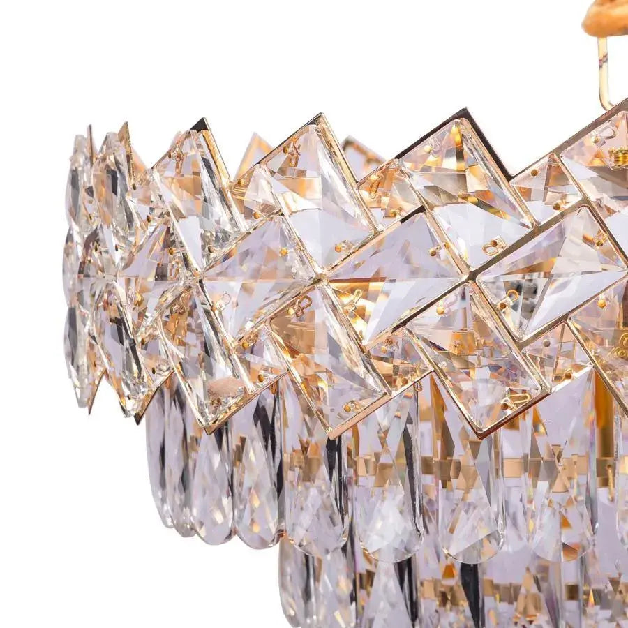 Candelabru Cristal WINDSOR Supremo 10xE14, Diametru 80cm, Auriu Lucios, Inaltime Reglabila