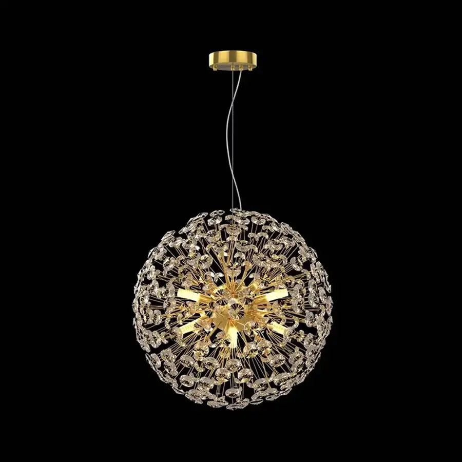 Candelabru Cristal MINUET 9x G9, Diametru 50cm, Auriu Lucios, Inaltime Reglabila