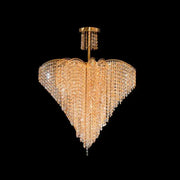 Candelabru Cristal Ander, 8xE14, Diametru 70 cm, Auriu, Metal si Cristal