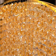 Candelabru Cristal Ander, 8xE14, Diametru 70 cm, Auriu, Metal si Cristal