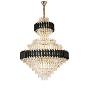 Candelabru Cristal VERSAILLES Supremo Reale 20xE27, Diametru 80cm x Inaltime 110cm, Auriu Lucios si Negru, Inaltime Reglabila