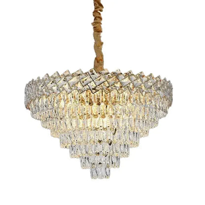 Candelabru Cristal WINDSOR Supremo 10xE14, Diametru 80cm, Auriu Lucios, Inaltime Reglabila