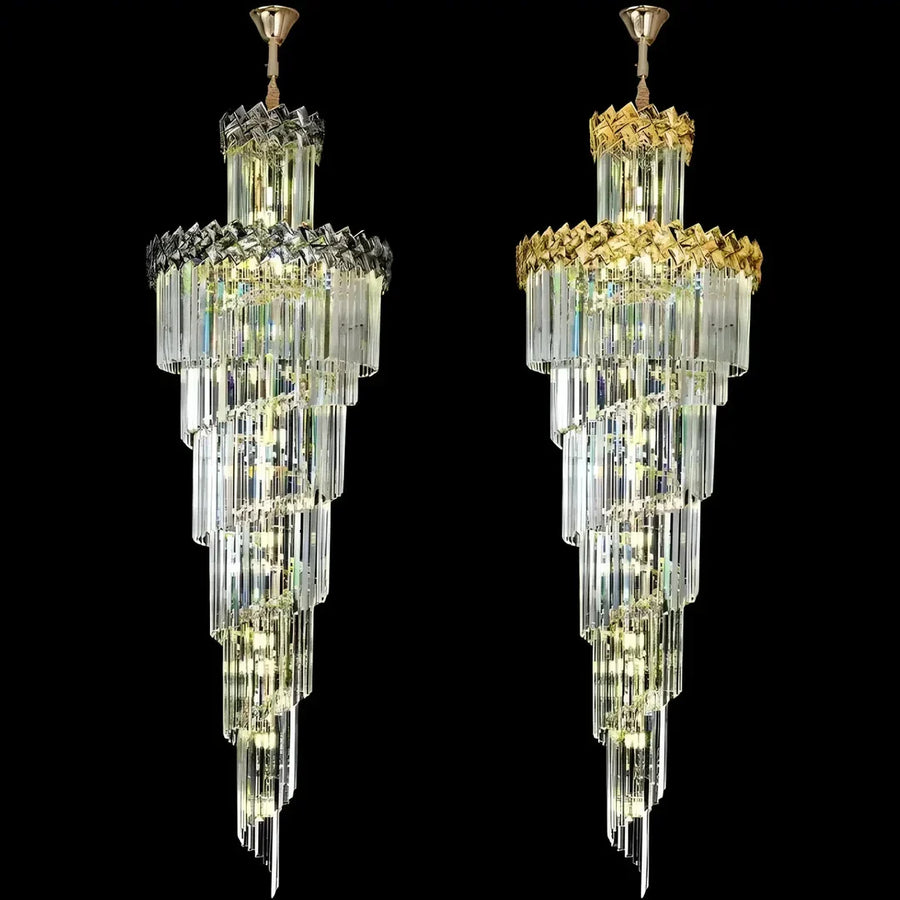 Candelabru Cristal WINDSOR Altiora, Diametru 60cm, Inaltime 1800cm, 26xE14, Auriu Lucios, Inaltime Reglabila, Design Elegant
