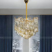 Candelabru Cristal TOPKAPI Petito 3xE27, Diametru 30cm, Auriu Lucios, Inaltime Reglabila
