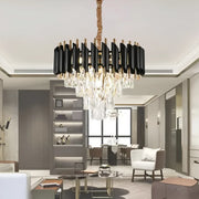Candelabru Cristal VERSAILLES Nobile 5xE14, Diametru 40cm, Auriu Lucios si Negru