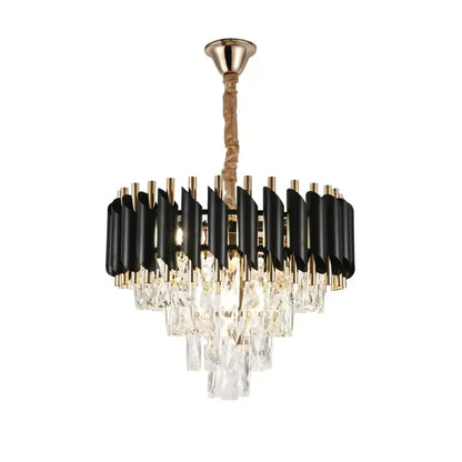 Candelabru Cristal VERSAILLES Nobile 5xE14, Diametru 40cm, Auriu Lucios si Negru