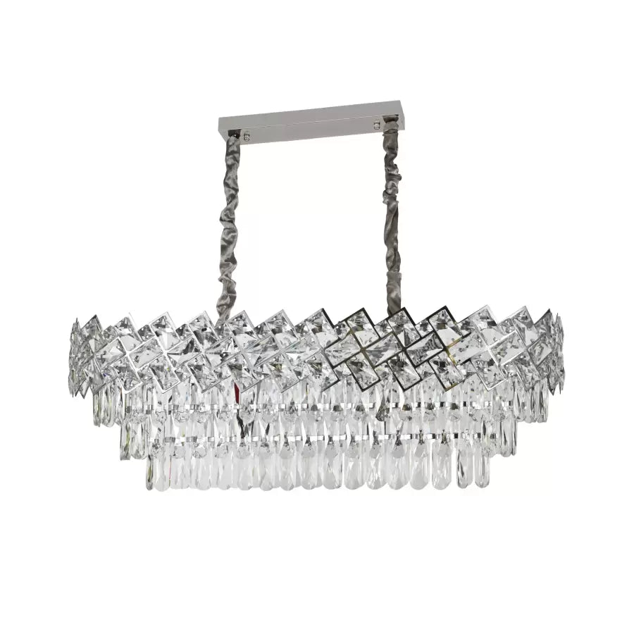 Candelabru Cristal WINDSOR Regalis 10xE14, Crom Lucios, Inaltime Reglabila