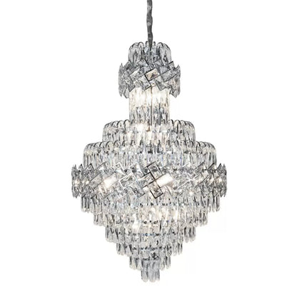 Candelabru Cristal WINDSOR Grande Supremo 14xE14, Diametru 60X90cm, Crom Lucios, Inaltime Reglabila