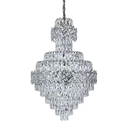 Candelabru Cristal WINDSOR Grande Supremo 14xE14, Diametru 60X90cm, Crom Lucios, Inaltime Reglabila