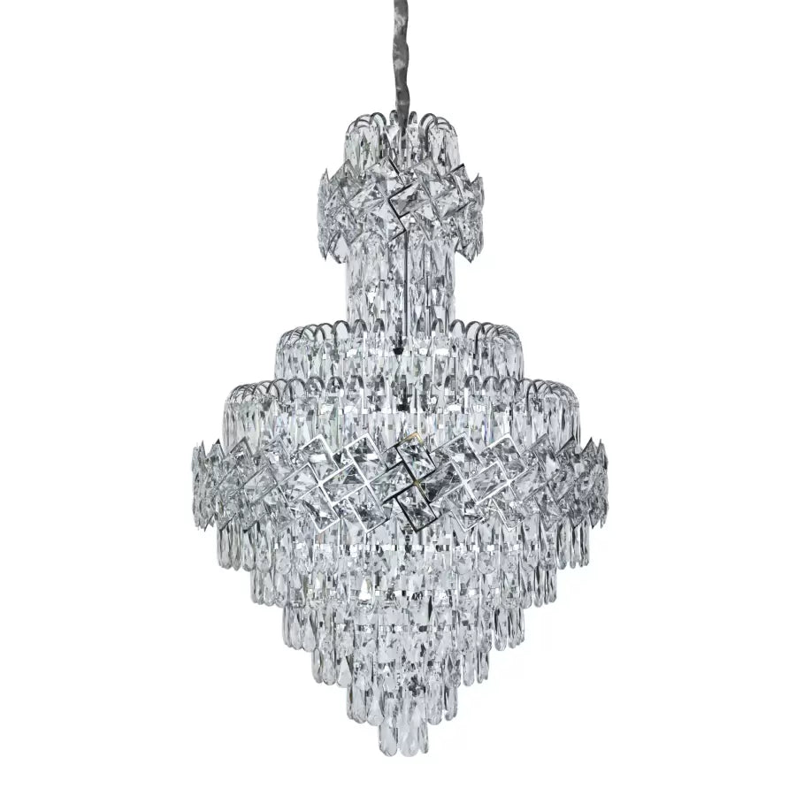 Candelabru Cristal WINDSOR Grande Supremo 14xE14, Diametru 60X90cm, Crom Lucios, Inaltime Reglabila
