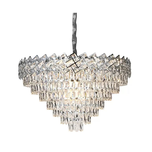 Candelabru Cristal WINDSOR Supremo 10xE14, Diametru 80cm, Crom Lucios, Inaltime Reglabila