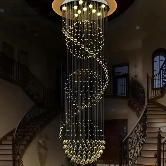 Candelabru Cristal LED 70W IMPERIALE Auriu, Diametru 50cm, Inaltime 200cm, Model Scara