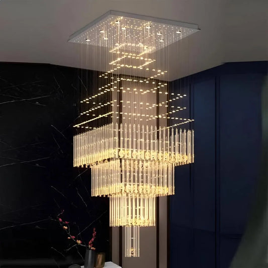 Candelabru Cristal LED 80W FLORENTIA Auriu, Diametru 50cm, Inaltime 200cm, Model Scara