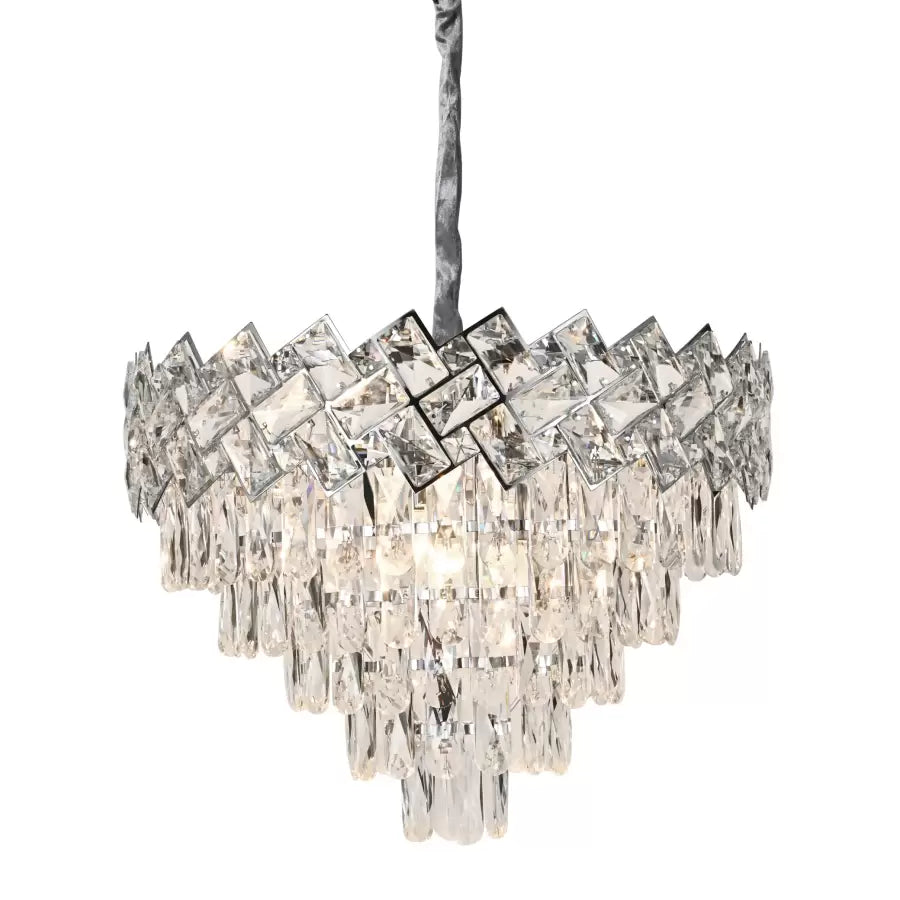 Candelabru Cristal WINDSOR Eleganza 5x E27, Diametru 49cm, Crom Lucios, Inaltime Reglabila