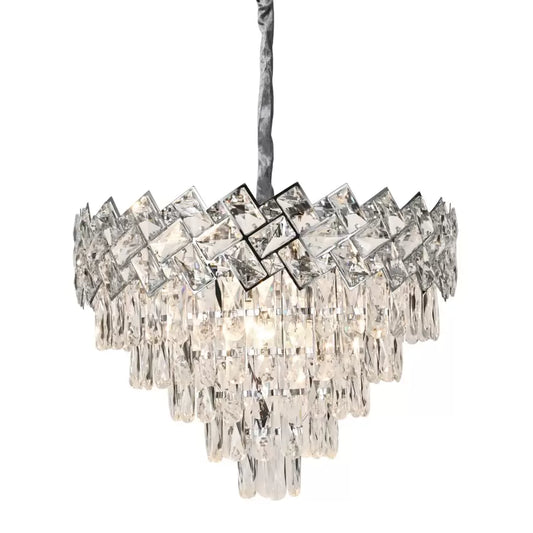 Candelabru Cristal WINDSOR Eleganza 8xE14, Diametru 39cm, Crom Lucios, Inaltime Reglabila