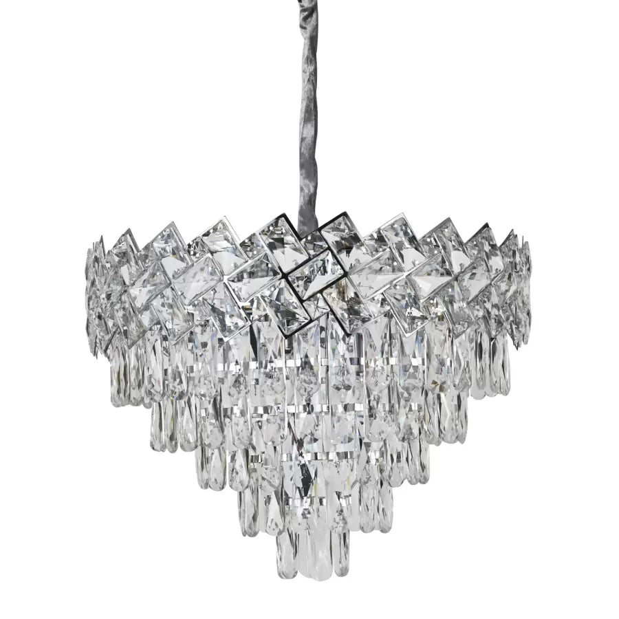 Candelabru Cristal WINDSOR Eleganza 5x E27, Diametru 49cm, Crom Lucios, Inaltime Reglabila