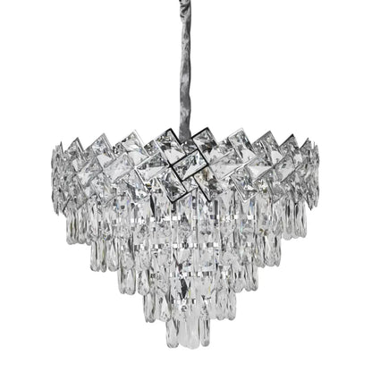Candelabru Cristal WINDSOR Eleganza 8xE14, Diametru 39cm, Crom Lucios, Inaltime Reglabila