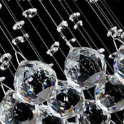Candelabru Cristal LED 13 xGU10 Meili Crom, Diametru 80cm, Inaltime 240cm, Model Scara