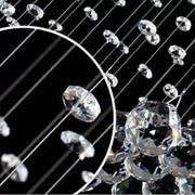 Candelabru Cristal LED 13 xGU10 Meili Crom, Diametru 80cm, Inaltime 240cm, Model Scara