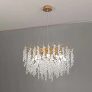 Candelabru Cristal WALTZ Cascade, 6xG9, Auriu, diametru 45cm, Inaltime Reglabila