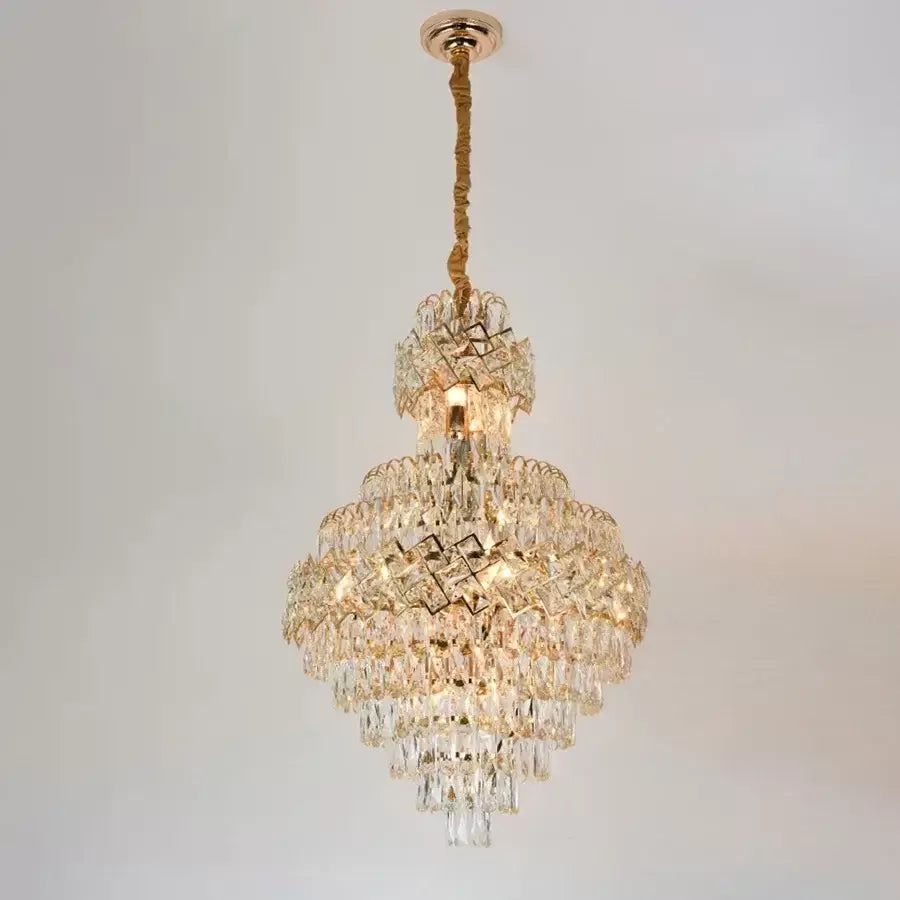 Candelabru Cristal WINDSOR Grande Supremo 10xE14, Diametru 60X90cm, Auriu Lucios, Inaltime Reglabila