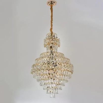 Candelabru Cristal WINDSOR Grande Supremo 10xE14, Diametru 60X90cm, Auriu Lucios, Inaltime Reglabila
