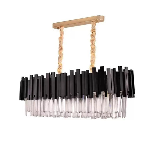 Candelabru Cristal BLOIS Regalis 10xE14, Lungime 80cm, Negru, Inaltime Reglabila