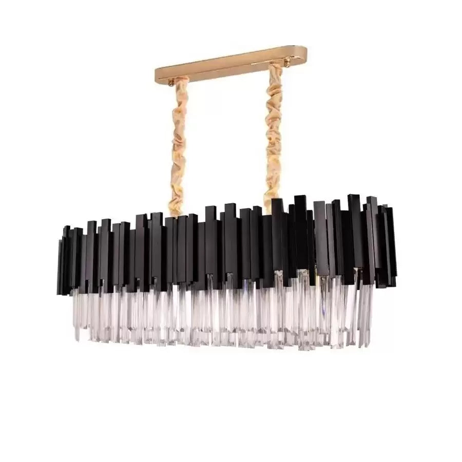 Candelabru Cristal BLOIS Regalis 10xE14, Lungime 80cm, Negru, Inaltime Reglabila