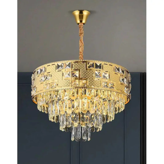 Candelabru Cristal NEUSCHWANSTEIN Eleganza 7xE14, Diametru 49cm, Auriu, Inaltime Reglabila