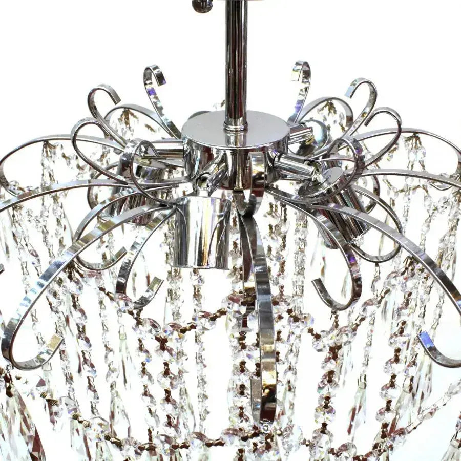 Candelabru Cristal EDINBURGH Eleganza, 5xE27, Diametru 47cm, Crom Lucios