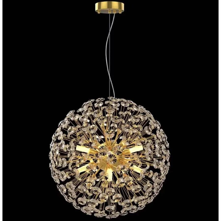 Candelabru Cristal MINUET 8x G9, Diametru 40cm, Auriu Lucios, Inaltime Reglabila