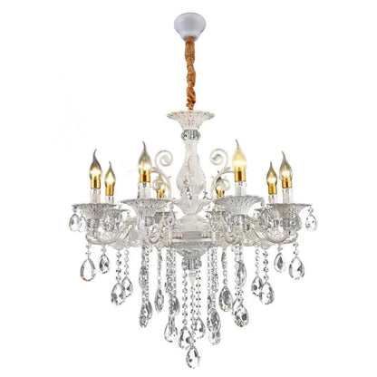 Candelabru Cristal SANSSOUCI Magno, 8xE14, Diametru 68cm, Alb