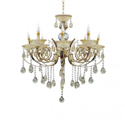 Candelabru Giala, 8xE14, Auriu, Metal si Cristal