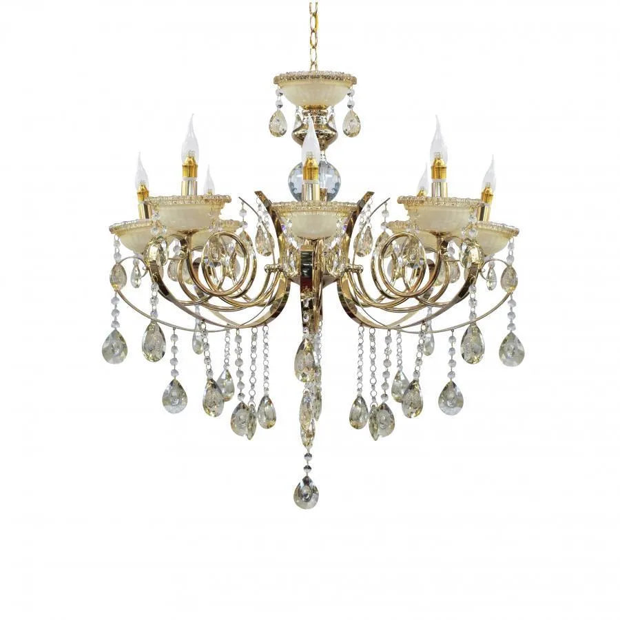 Candelabru Giala, 8xE14, Auriu, Metal si Cristal