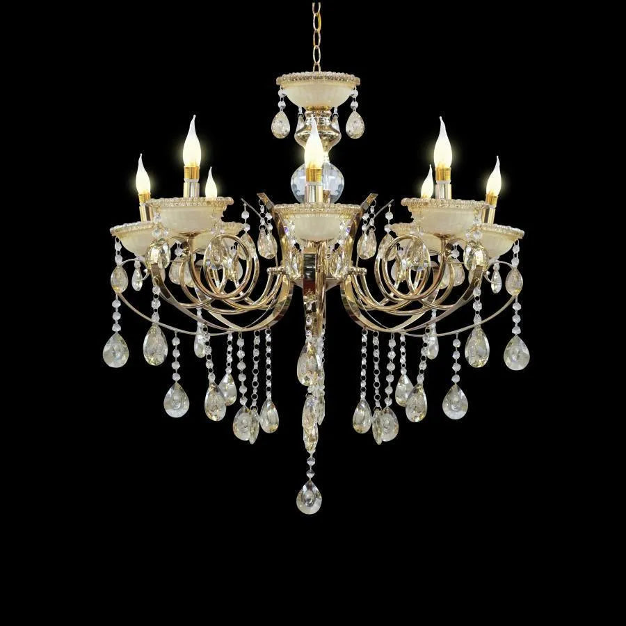 Candelabru Giala, 8xE14, Auriu, Metal si Cristal