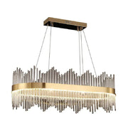 Lustra LED suspendata SIMONE 105W, Liniara, lumina Rece/Calda/Neutra, Dimabila, Auriu Lucios, Inaltime Reglabila