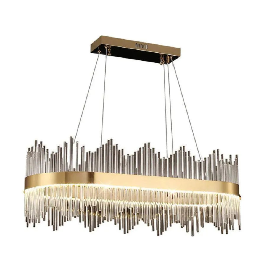 Lustra LED suspendata SIMONE 105W, Liniara, lumina Rece/Calda/Neutra, Dimabila, Auriu Lucios, Inaltime Reglabila