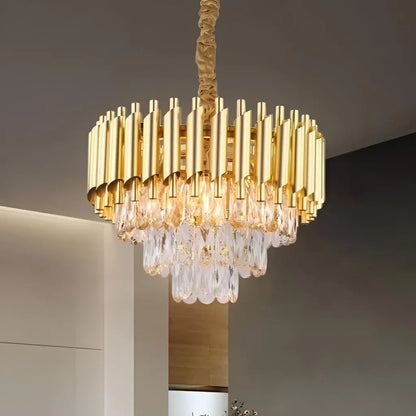 Candelabru Cristal VERSAILLES Nobile 5xE14, Diametru 40cm, Auriu, Inaltime Reglabila