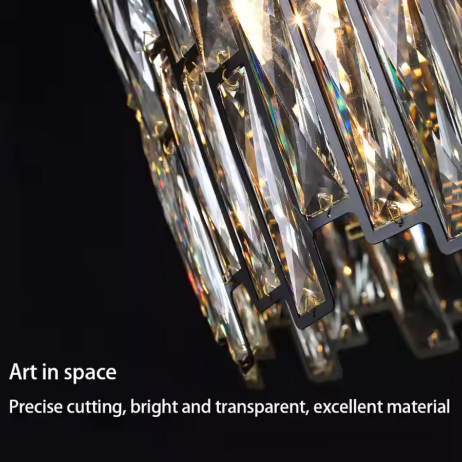 Candelabru Cristal MALBORK Eleganza 8xE14, Diametru 49cm, Negru, Inaltime Reglabila
