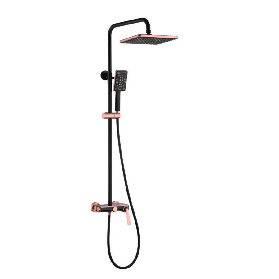 Coloana Dus, Alama Sanitara, Negru cu Roz-Gold, 10010H-M