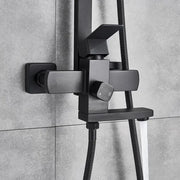 SET Coloana de dus, Inox, Para Patrata, Efect Ploaie, 3 Functii, Montare Pe Perete, Negru Satin, Accesorii Incluse, HS007